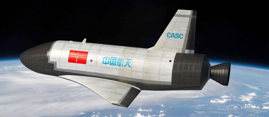 Recreación del avión espacial chino en la órbita terrestre