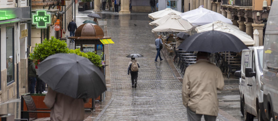 Lluvia en Teruel, que ha registrado el récord de precipitación en la última semana
