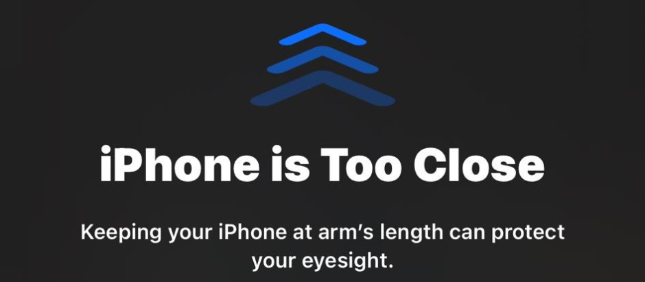 Aviso del iPhone cuando el usuario lo tiene demasiado cerca de la cara