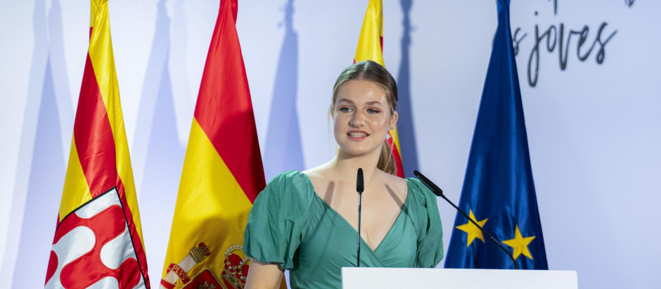 La Princesa Leonor durante la ceremonia de entrega de los premios de la Fundación Princesa de Girona