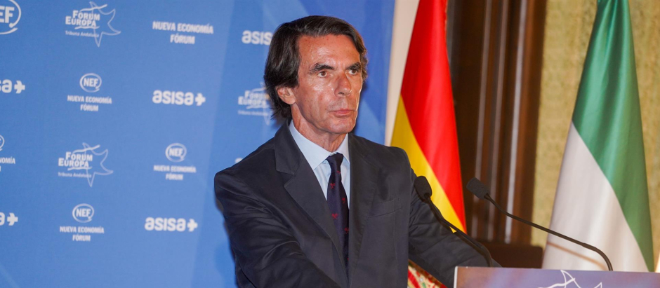 El expresidente del Gobierno José María Aznar, durante el acto de Nueva Economía Fórum en Sevilla