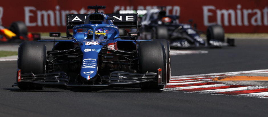 Fernando Alonso, en el Gran Premio de Hungría de 2021