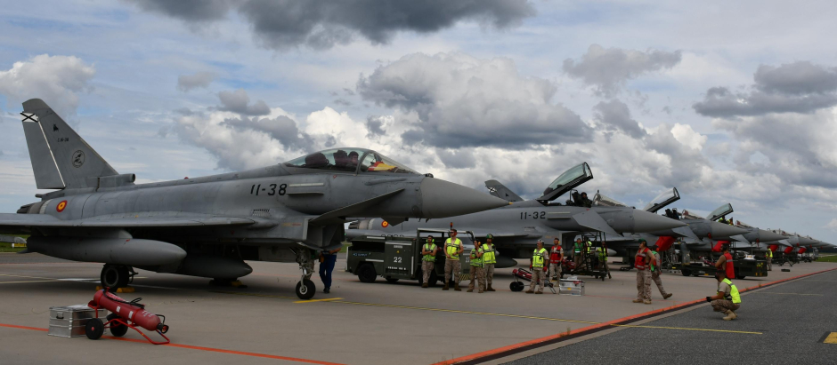 Los eurofighter españoles del Ejército del Aire y del Espacio desplegados en la base de Amari, en Estonia