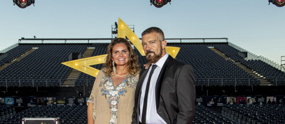 Sandra García Sanjuán and Antonio Banderas during Gala Starlite Marbella, August 7, 2021