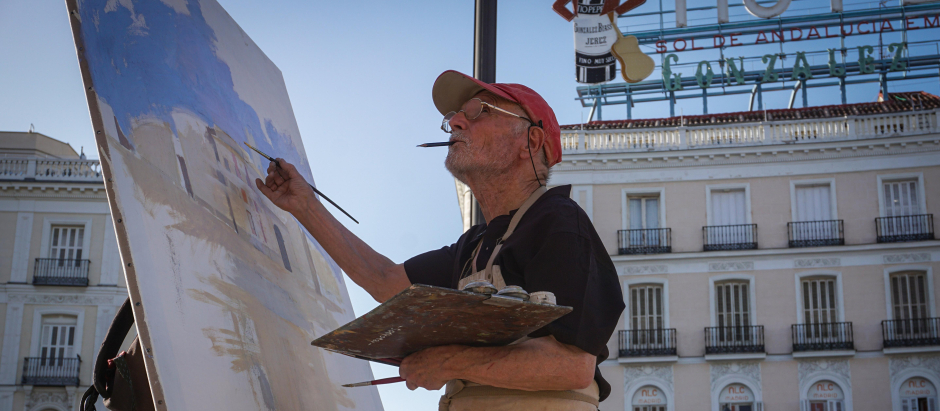 Antonio López en la Puerta del Sol