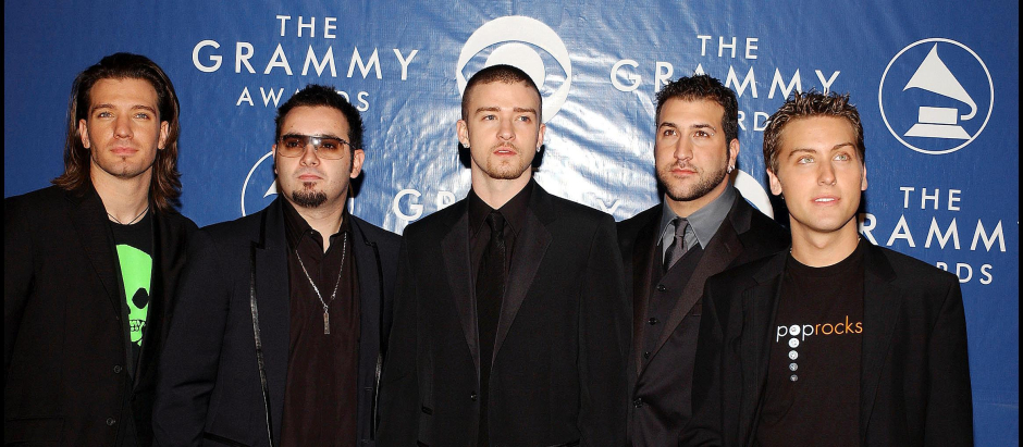Los miembros de NSYNC en la 45ª edición de los premios Grammy, celebrada en febrero de 2003