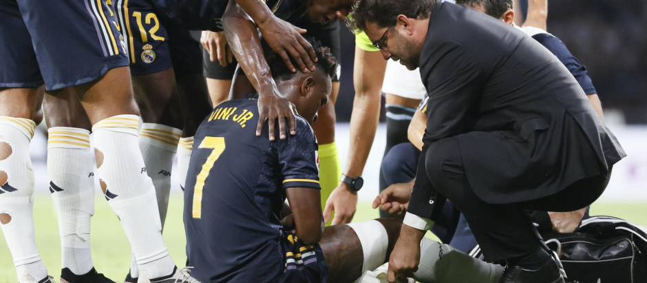 Vinicius, lesionado: solo duró un cuarto de hora en el partido ante el Celta