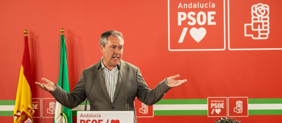 Juan Espadas, durante su intervención en la reunión de la Interparlamentaria del PSOE andaluz
