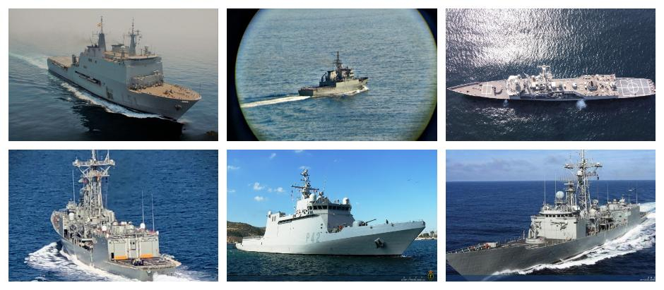 Algunos de los buques de la Armada española que han visitado Ceuta y Melilla durante los últimos meses