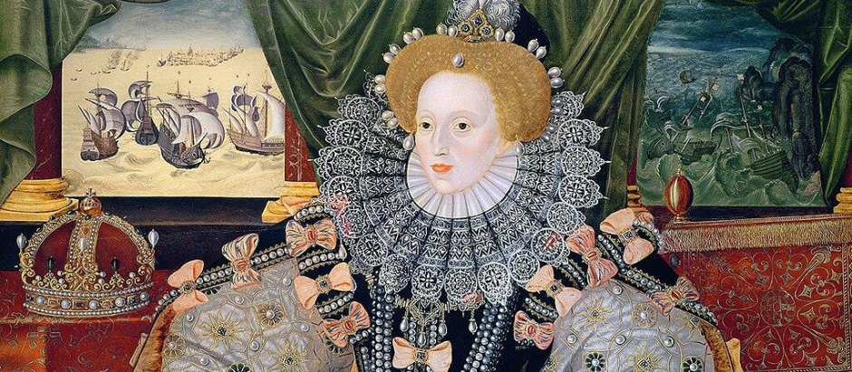 Retrato de Isabel I en 1589 que conmemora la derrota de la Armada Invencible de Felipe II