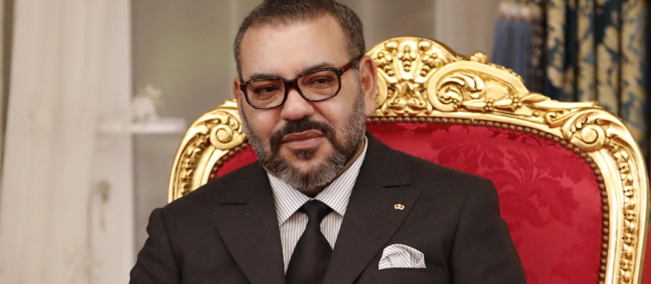 King of Morocco Mohammed VI during the signing of bilateral agreements between Spain and Morocco at the RoyalPalace ofAgdal in Rabat on Wednesday 13 February 2019.