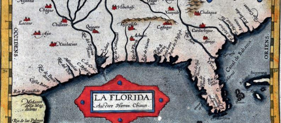 Mapa de La Florida en "Theatrum Orbis Terrarum", en el Museo Naval de Madrid