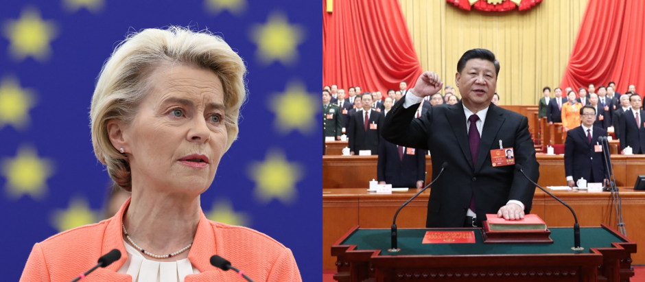 Ursula von der Leyen, presidenta de la Unión Europea, y Xi Jinping, presidente de China