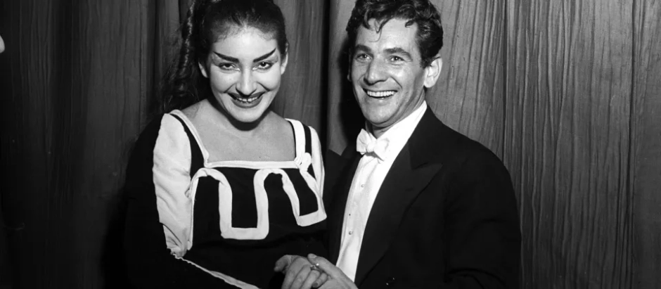 Maria Callas y Leonard Bernstein en la ópera 'Medea', en La Scala