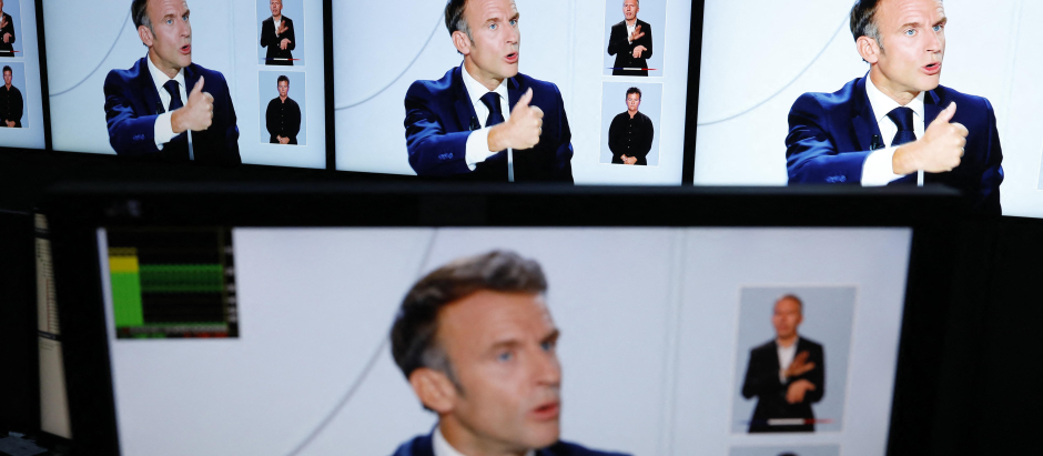 Emmanuel Macron durante su entrevista en la televisión