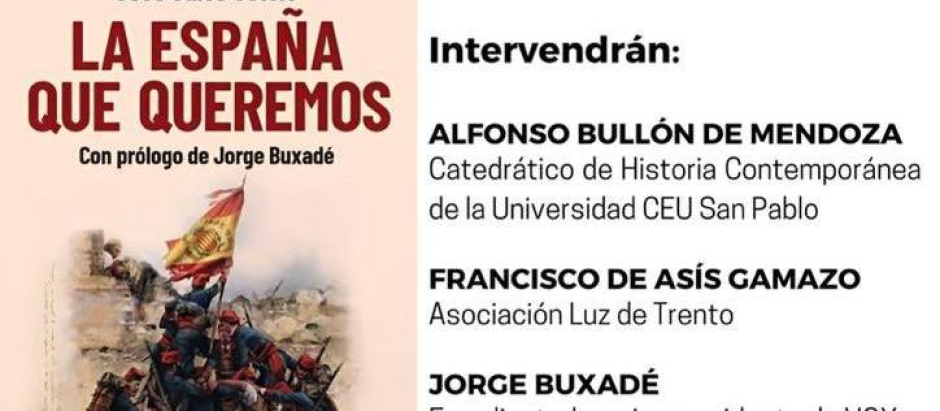 Jorge Buxadé presenta este jueves el libro 'La España que queremos'