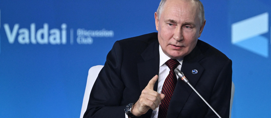 El presidente ruso Vladimir Putin durante su discurso en el Club de Discusión de Valdai