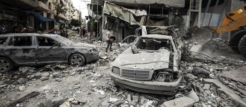 La ciudad de Gaza durante un ataque aéreo israelí