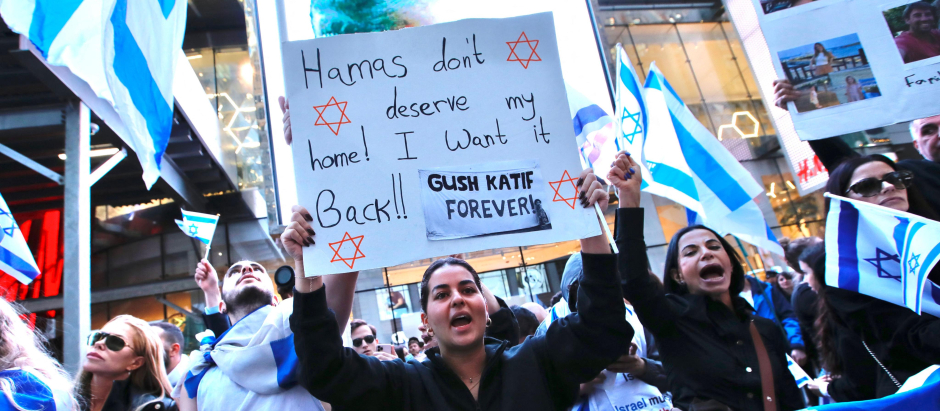 Manifestación a favor de Israel en Times Square, Nueva York