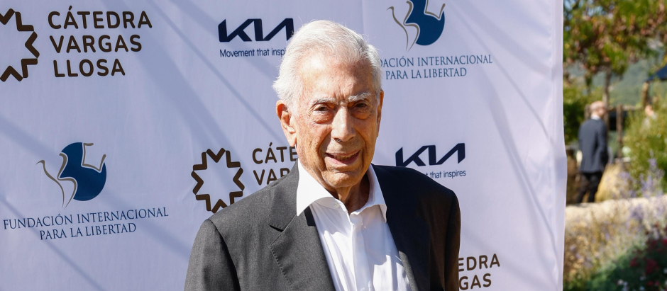Writer Mario Vargas Llosa during Vargas Llosa Foundation event in Madrid on Friday, 6 October 2023.