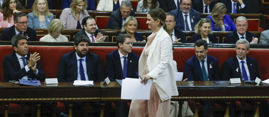 La presidenta de Baleares, Marga Prohens, en el Senado
