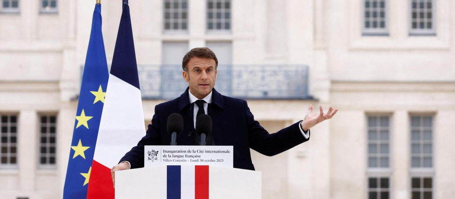 El presidente francés Emmanuel Macron en la inauguración de la Ciudad Internacional de la Lengua Francesa