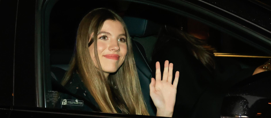 Spanish Queen Letizia and Infanta Sofia arriving to private event to celebrate Princess Leonor 18 birthday in Madrid on Tuesday, 31 October 2023.