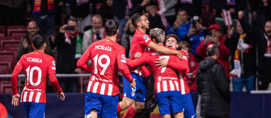 Los jugadores del Atlético Madrid celebran un gol esta temporada