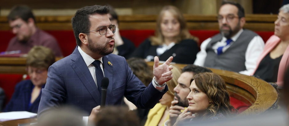 El presidente de la Generalitat, Pere Aragonès, durante la sesión de control al Govern el pasado miércoles