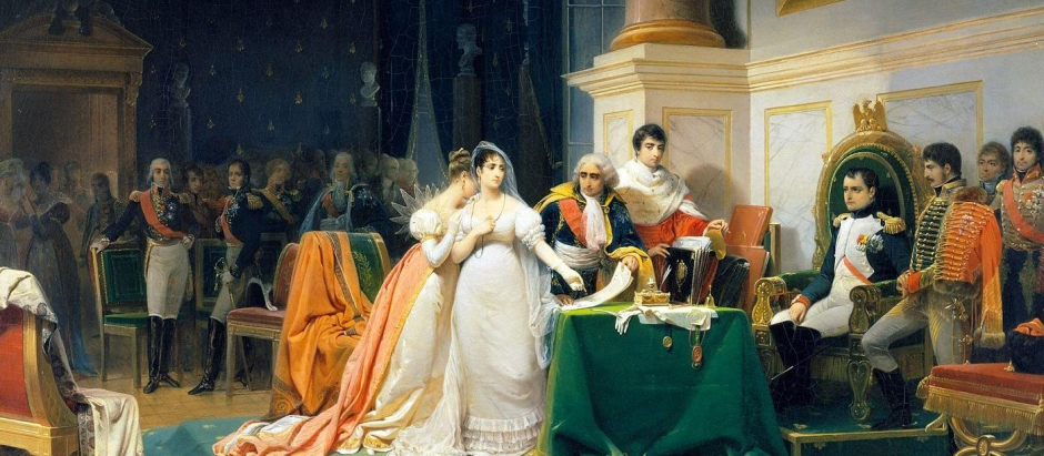 Josefina, primera esposa de Napoleón, obtiene la disolución civil de su matrimonio en virtud del Código Napoleónico. Pintura de Henri Frédéric Schopin, 1843