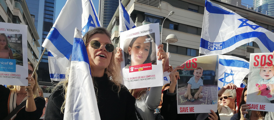 Israelíes protestan en la sede de Unicef España, Madrid