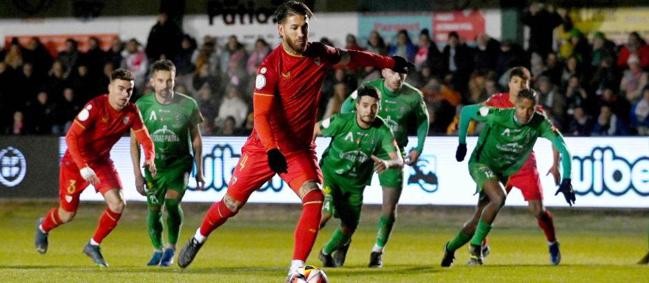 Sergio Ramos marcó el 0-1 de penalti en el partido de Copa del Rey frente al Astorga