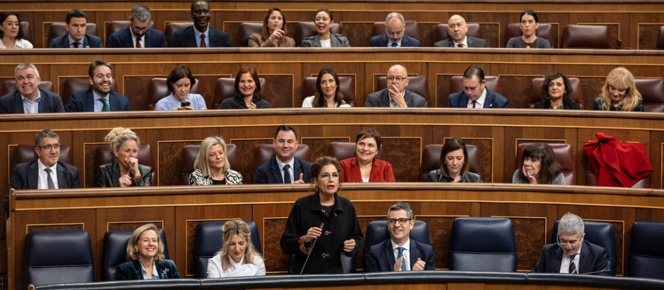 El grupo parlamentario del PSOE, en una imagen del miércoles