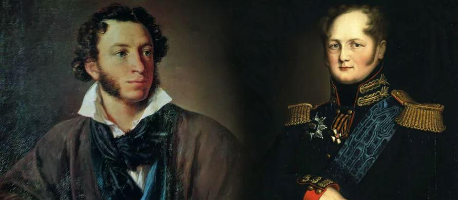 Representación de Pushkin y el zar Alejandro I