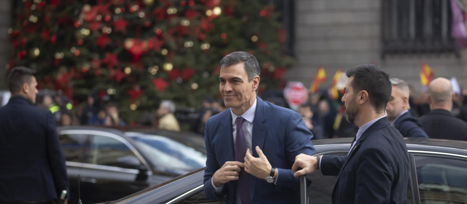 Pedro Sánchez, a su llegada a Barcelona para reunirse con Pere Aragonès