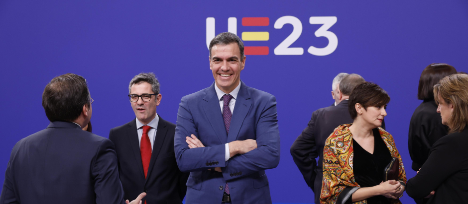 Pedro Sánchez, en un acto de la Presidencia española de la UE