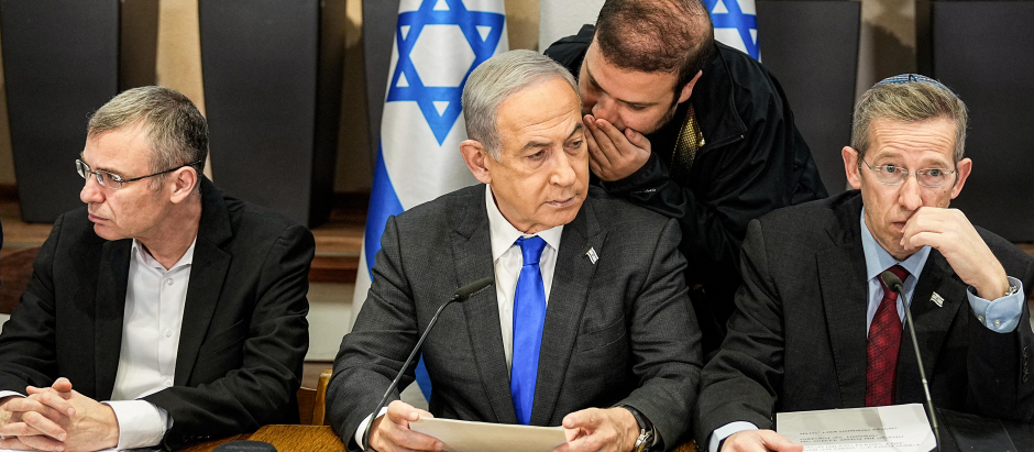 El primer ministro israelí Benjamín Netanyahu durante una reunión de su gabinete
