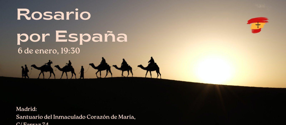 Cartel de Rosario por España para el día de Reyes