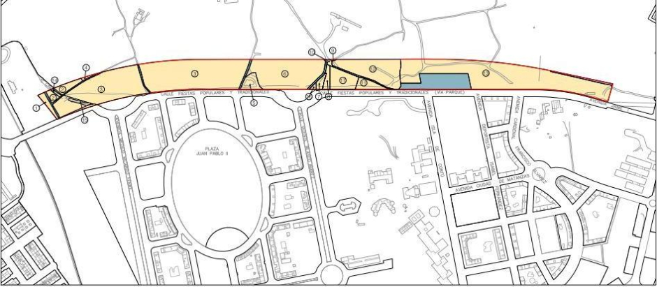 Plano de la expropiación para completar el tramo de la Vía Parque