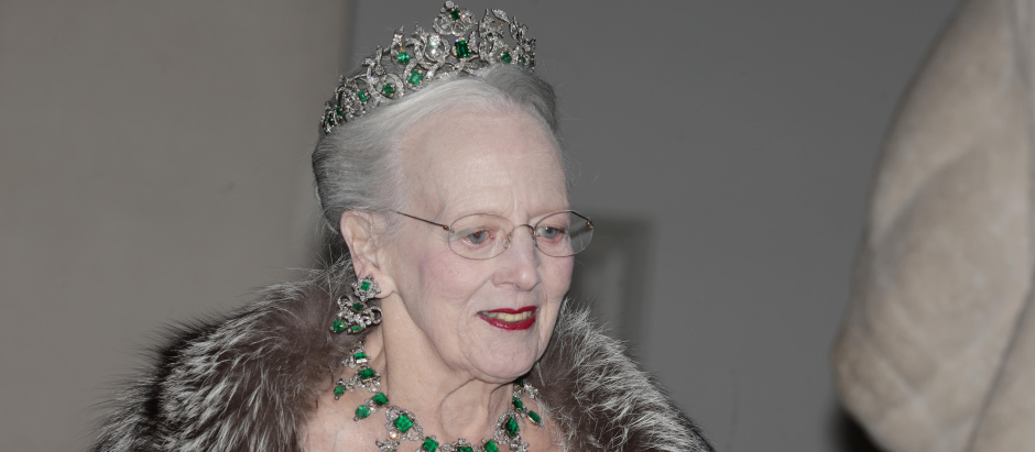 Queen Margrethe attending official dinner ceremony for Spanish King on the ocassion of their official visit to Denmark at the RoyalChristianborgPalace in Copenhague on Monday, 6 November 2023.