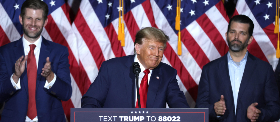El expresidente de EE.UU. y aspirante a la presidencia de 2024, Donald Trump durante un acto de campaña