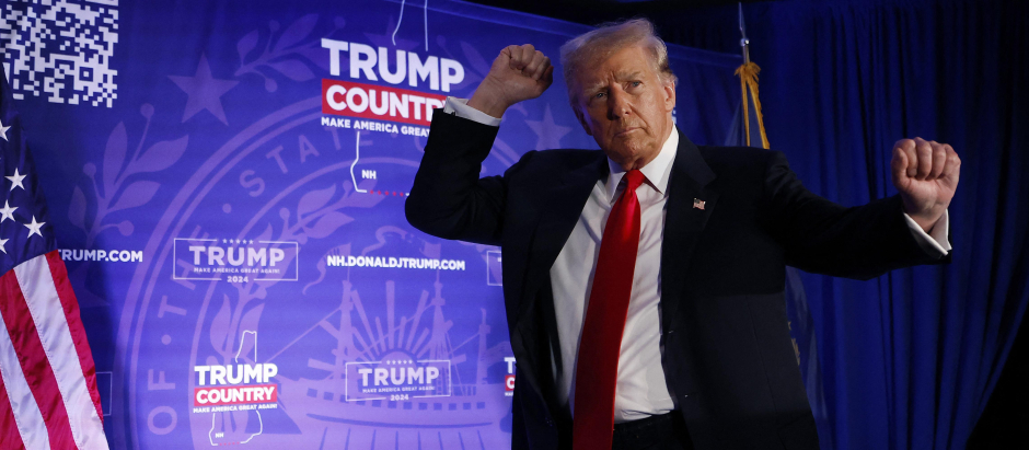 Donald Trump en un acto electoral en Portsmouth, New Hampshire