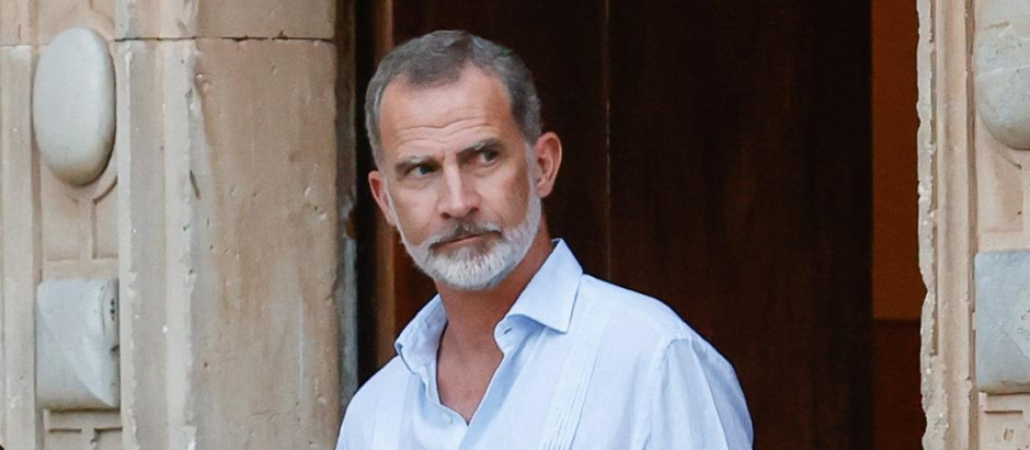 Spanish King Felipe VI with daughter Princess Leonor of Borbon during a visit to Cartuja de Valdemossa in Mallorca, on Monday 01 August 2022.