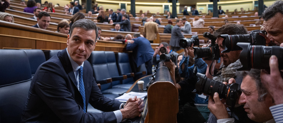 Pedro Sánchez, el pasado martes durante el Pleno del Congreso