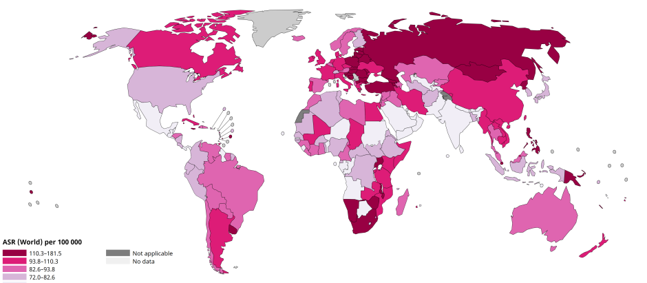 Incidencia y mortalidad del cáncer en cada país