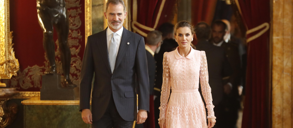 Spanish King Felipe VI and Queen Letizia Ortiz attending a reception at Royal Palace during the known as Dia de la Hispanidad, Spain's National Day, in Madrid, on Saturday 12nd October, 2019.