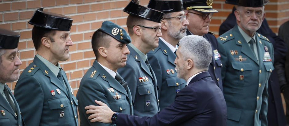 Fernando Grande-Marlaska, este domingo en la Comandancia de la Guardia Civil de Pamplona