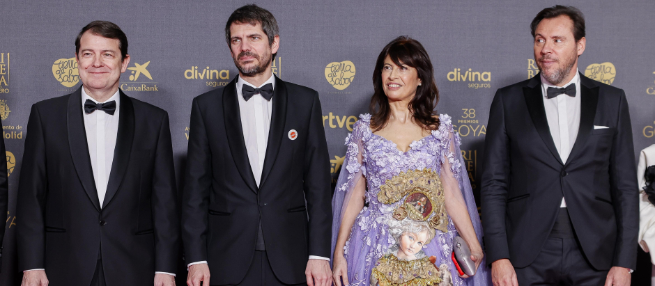 Alfonso Fernandez Mañueco, Ernest Urtasun, Ana Redondo and Oscar Puente at photocall for the 38th annual Goya Film Awards in Valladolid on Saturday 10 February, 2024.
