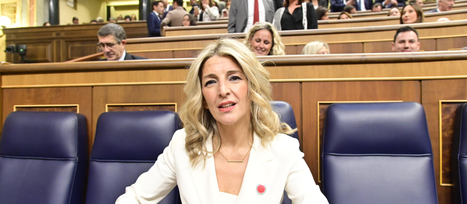 Minister Yolanda Diaz during the session of investiture President in the Congress of Deputies in Madrid on Wednesday, 15 November 2023.