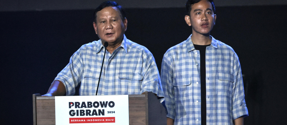 Prabowo Subianto y Gibran Rakabuming Raka formula presidencial ganadora de las elecciones de Indonesia